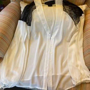 Kardashian Kollection button down w/ lace detail